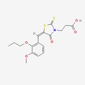 molecular formula C17H19NO5S2 B4052455 3-[5-(3-甲氧基-2-丙氧基苯亚甲基)-4-氧代-2-硫代-1,3-噻唑烷-3-基]丙酸 