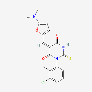 (5E)-1-(3-chloro-2-methylphenyl)-5-{[5-(dimethylamino)furan-2-yl]methylidene}-2-thioxodihydropyrimidine-4,6(1H,5H)-dione