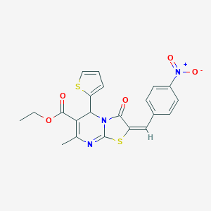 ethyl (2E)-7-methyl-2-[(4-nitrophenyl)methylidene]-3-oxo-5-thiophen-2-yl-5H-[1,3]thiazolo[3,2-a]pyrimidine-6-carboxylate