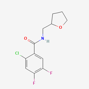 molecular formula C12H12ClF2NO2 B4052487 2-chloro-4,5-difluoro-N-[(oxolan-2-yl)methyl]benzamide 