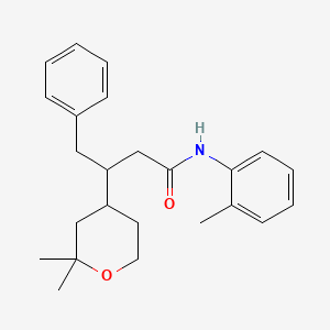 molecular formula C24H31NO2 B4052520 3-(2,2-dimethyloxan-4-yl)-N-(2-methylphenyl)-4-phenylbutanamide 