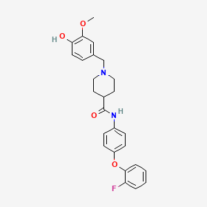 molecular formula C26H27FN2O4 B4052553 N-[4-(2-fluorophenoxy)phenyl]-1-(4-hydroxy-3-methoxybenzyl)-4-piperidinecarboxamide 