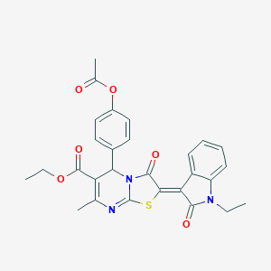 ethyl (2Z)-5-(4-acetyloxyphenyl)-2-(1-ethyl-2-oxoindol-3-ylidene)-7-methyl-3-oxo-5H-[1,3]thiazolo[3,2-a]pyrimidine-6-carboxylate