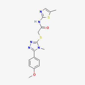 molecular formula C16H17N5O2S2 B4052572 2-[[5-(4-methoxyphenyl)-4-methyl-1,2,4-triazol-3-yl]sulfanyl]-N-(5-methyl-1,3-thiazol-2-yl)acetamide 