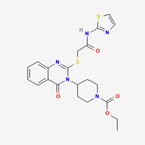 molecular formula C21H23N5O4S2 B4052615 ethyl 4-[4-oxo-2-{[2-oxo-2-(1,3-thiazol-2-ylamino)ethyl]thio}-3(4H)-quinazolinyl]-1-piperidinecarboxylate 