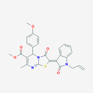 Methyl (2Z)-2-(1-allyl-2-oxo-1,2-dihydro-3H-indol-3-ylidene)-5-(4-methoxyphenyl)-7-methyl-3-oxo-2,3-dihydro-5H-[1,3]thiazolo[3,2-A]pyrimidine-6-carboxylate