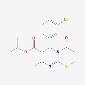 molecular formula C18H19BrN2O3S B4052620 PROPAN-2-YL 6-(3-BROMOPHENYL)-8-METHYL-4-OXO-2H,3H,4H,6H-PYRIMIDO[2,1-B][1,3]THIAZINE-7-CARBOXYLATE 