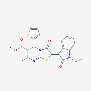 molecular formula C23H19N3O4S2 B405263 methyl (2Z)-2-(1-ethyl-2-oxoindol-3-ylidene)-7-methyl-3-oxo-5-thiophen-2-yl-5H-[1,3]thiazolo[3,2-a]pyrimidine-6-carboxylate CAS No. 313381-30-5