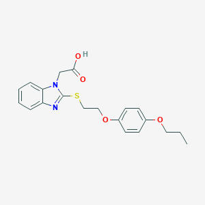 molecular formula C20H22N2O4S B405264 2-[2-[2-(4-Propoxyphenoxy)ethylsulfanyl]benzimidazol-1-yl]acetic acid 