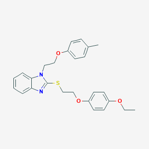 molecular formula C26H28N2O3S B405266 2-[2-(4-Ethoxy-phenoxy)-ethylsulfanyl]-1-(2-p-tolyloxy-ethyl)-1H-benzoimidazole 
