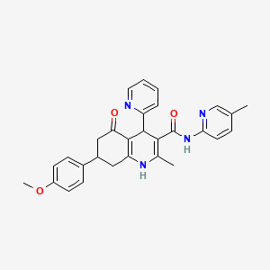 molecular formula C29H28N4O3 B4052681 7-(4-methoxyphenyl)-2-methyl-N-(5-methyl-2-pyridinyl)-5-oxo-4-(2-pyridinyl)-1,4,5,6,7,8-hexahydro-3-quinolinecarboxamide 