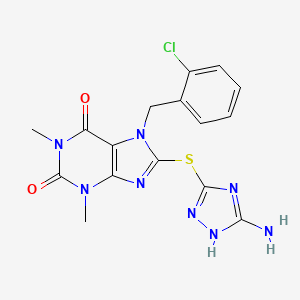 molecular formula C16H15ClN8O2S B4052697 8-[(5-氨基-4H-1,2,4-三唑-3-基)硫]-7-(2-氯苄基)-1,3-二甲基-3,7-二氢-1H-嘌呤-2,6-二酮 