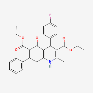 molecular formula C28H28FNO5 B4052706 diethyl 4-(4-fluorophenyl)-2-methyl-5-oxo-7-phenyl-1,4,5,6,7,8-hexahydro-3,6-quinolinedicarboxylate 