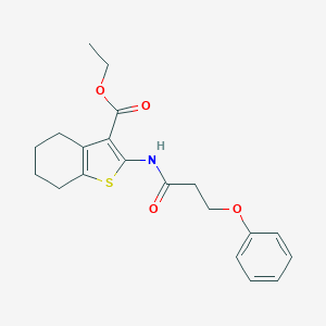 molecular formula C20H23NO4S B405272 Ethyl 2-[(3-phenoxypropanoyl)amino]-4,5,6,7-tetrahydro-1-benzothiophene-3-carboxylate 