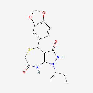 4-(2H-1,3-BENZODIOXOL-5-YL)-1-(BUTAN-2-YL)-3-HYDROXY-1H,4H,6H,7H,8H-PYRAZOLO[3,4-E][1,4]THIAZEPIN-7-ONE