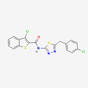 molecular formula C18H11Cl2N3OS2 B4052753 3-CHLORO-N-{5-[(4-CHLOROPHENYL)METHYL]-1,3,4-THIADIAZOL-2-YL}-1-BENZOTHIOPHENE-2-CARBOXAMIDE 