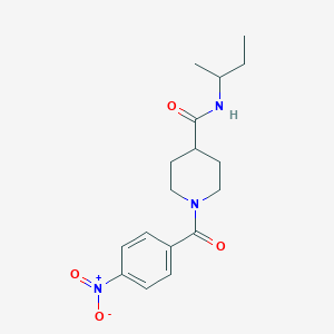 molecular formula C17H23N3O4 B4052759 N-(仲丁基)-1-(4-硝基苯甲酰基)-4-哌啶甲酰胺 