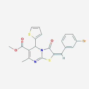 molecular formula C20H15BrN2O3S2 B405276 methyl 2-(3-bromobenzylidene)-7-methyl-3-oxo-5-(2-thienyl)-2,3-dihydro-5H-[1,3]thiazolo[3,2-a]pyrimidine-6-carboxylate 