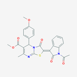 molecular formula C26H21N3O6S B405277 methyl (2Z)-2-(1-acetyl-2-oxoindol-3-ylidene)-5-(4-methoxyphenyl)-7-methyl-3-oxo-5H-[1,3]thiazolo[3,2-a]pyrimidine-6-carboxylate CAS No. 324071-29-6