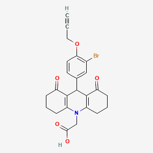 {9-[3-bromo-4-(prop-2-yn-1-yloxy)phenyl]-1,8-dioxo-2,3,4,5,6,7,8,9-octahydroacridin-10(1H)-yl}acetic acid