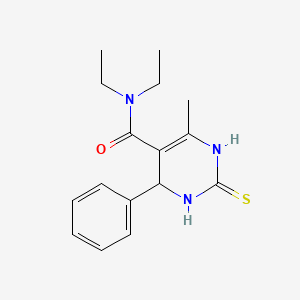 molecular formula C16H21N3OS B4052780 N,N-DIETHYL-6-METHYL-4-PHENYL-2-SULFANYLIDENE-1,2,3,4-TETRAHYDROPYRIMIDINE-5-CARBOXAMIDE 