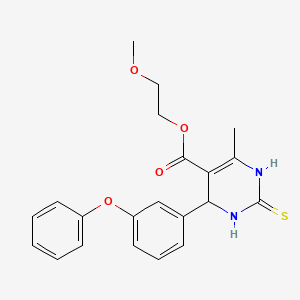 molecular formula C21H22N2O4S B4052805 2-甲氧基乙基 6-甲基-4-(3-苯氧基苯基)-2-硫代-1,2,3,4-四氢-5-嘧啶甲酸酯 