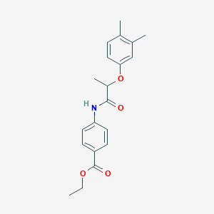 molecular formula C20H23NO4 B4052806 ethyl 4-{[2-(3,4-dimethylphenoxy)propanoyl]amino}benzoate 