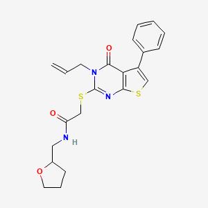 N-(oxolan-2-ylmethyl)-2-(4-oxo-5-phenyl-3-prop-2-enylthieno[2,3-d]pyrimidin-2-yl)sulfanylacetamide