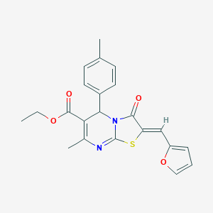 molecular formula C22H20N2O4S B405283 ethyl 2-(2-furylmethylene)-7-methyl-5-(4-methylphenyl)-3-oxo-2,3-dihydro-5H-[1,3]thiazolo[3,2-a]pyrimidine-6-carboxylate 