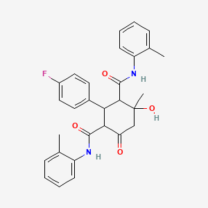 2-(4-fluorophenyl)-4-hydroxy-4-methyl-1-N,3-N-bis(2-methylphenyl)-6-oxocyclohexane-1,3-dicarboxamide