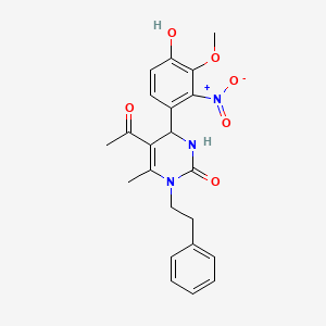 molecular formula C22H23N3O6 B4052859 5-acetyl-4-(4-hydroxy-3-methoxy-2-nitrophenyl)-6-methyl-1-(2-phenylethyl)-3,4-dihydro-2(1H)-pyrimidinone 