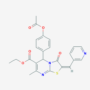 molecular formula C24H21N3O5S B405287 ethyl (2E)-5-(4-acetyloxyphenyl)-7-methyl-3-oxo-2-(pyridin-3-ylmethylidene)-5H-[1,3]thiazolo[3,2-a]pyrimidine-6-carboxylate CAS No. 324542-37-2