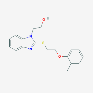 molecular formula C18H20N2O2S B405288 2-[2-(2-o-Tolyloxy-ethylsulfanyl)-benzoimidazol-1-yl]-ethanol 