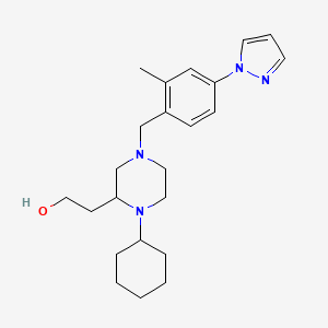 molecular formula C23H34N4O B4052901 2-{1-cyclohexyl-4-[2-methyl-4-(1H-pyrazol-1-yl)benzyl]-2-piperazinyl}ethanol 