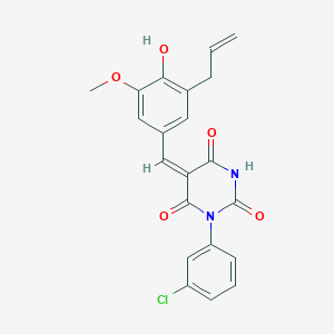 (5E)-1-(3-chlorophenyl)-5-[(4-hydroxy-3-methoxy-5-prop-2-enylphenyl)methylidene]-1,3-diazinane-2,4,6-trione