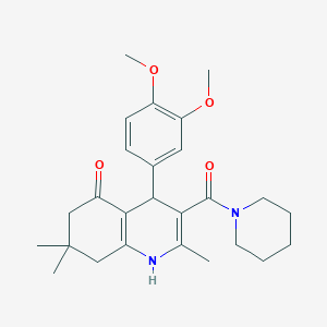 4-(3,4-DIMETHOXYPHENYL)-2,7,7-TRIMETHYL-3-(PIPERIDINE-1-CARBONYL)-1,4,5,6,7,8-HEXAHYDROQUINOLIN-5-ONE