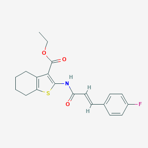 molecular formula C20H20FNO3S B405292 (E)-ethyl 2-(3-(4-fluorophenyl)acrylamido)-4,5,6,7-tetrahydrobenzo[b]thiophene-3-carboxylate CAS No. 325850-71-3