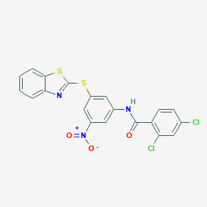 N-{3-(1,3-benzothiazol-2-ylsulfanyl)-5-nitrophenyl}-2,4-dichlorobenzamide