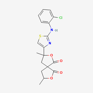 molecular formula C18H17ClN2O4S B4052996 3-{2-[(2-chlorophenyl)amino]-1,3-thiazol-4-yl}-3,8-dimethyl-2,7-dioxaspiro[4.4]nonane-1,6-dione 