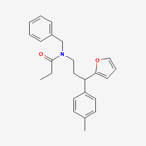 molecular formula C24H27NO2 B4053054 N-benzyl-N-[3-(furan-2-yl)-3-(4-methylphenyl)propyl]propanamide 