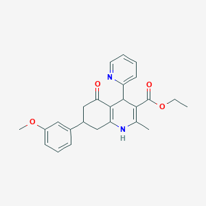 molecular formula C25H26N2O4 B4053103 ethyl 7-(3-methoxyphenyl)-2-methyl-5-oxo-4-pyridin-2-yl-4,6,7,8-tetrahydro-1H-quinoline-3-carboxylate 