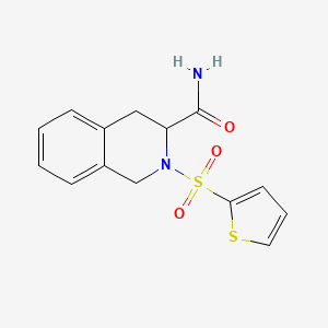 molecular formula C14H14N2O3S2 B4053106 2-(2-噻吩基磺酰基)-1,2,3,4-四氢-3-异喹啉甲酰胺 