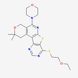 molecular formula C22H28N4O3S2 B4053163 13-(2-ethoxyethylsulfanyl)-4,4-dimethyl-8-morpholin-4-yl-5-oxa-11-thia-9,14,16-triazatetracyclo[8.7.0.02,7.012,17]heptadeca-1(10),2(7),8,12(17),13,15-hexaene 