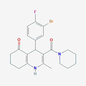 4-(3-BROMO-4-FLUOROPHENYL)-2-METHYL-3-(PIPERIDINE-1-CARBONYL)-1,4,5,6,7,8-HEXAHYDROQUINOLIN-5-ONE