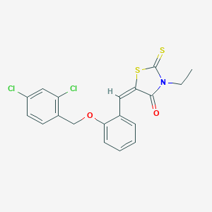 molecular formula C19H15Cl2NO2S2 B405324 5-[2-(2,4-Dichloro-benzyloxy)-benzylidene]-3-ethyl-2-thioxo-thiazolidin-4-one 