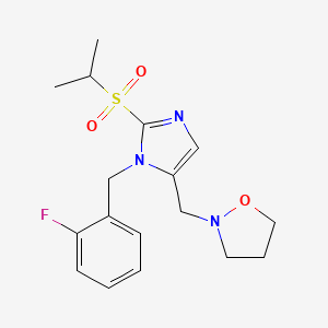 molecular formula C17H22FN3O3S B4053240 2-[[3-[(2-Fluorophenyl)methyl]-2-propan-2-ylsulfonylimidazol-4-yl]methyl]-1,2-oxazolidine 