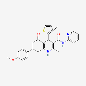 7-(4-Methoxyphenyl)-2-methyl-4-(3-methylthiophen-2-yl)-5-oxo-N-(pyridin-2-yl)-1,4,5,6,7,8-hexahydroquinoline-3-carboxamide