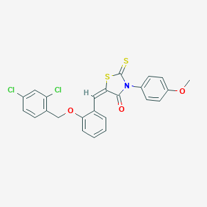 molecular formula C24H17Cl2NO3S2 B405325 5-{2-[(2,4-Dichlorobenzyl)oxy]benzylidene}-3-(4-methoxyphenyl)-2-thioxo-1,3-thiazolidin-4-one 