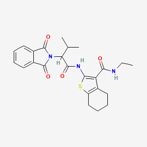 molecular formula C24H27N3O4S B4053276 2-[2-(1,3-dioxo-2,3-dihydro-1H-isoindol-2-yl)-3-methylbutanamido]-N-ethyl-4,5,6,7-tetrahydro-1-benzothiophene-3-carboxamide 