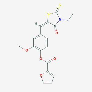 4-[(3-Ethyl-4-oxo-2-thioxo-1,3-thiazolidin-5-ylidene)methyl]-2-methoxyphenyl 2-furoate